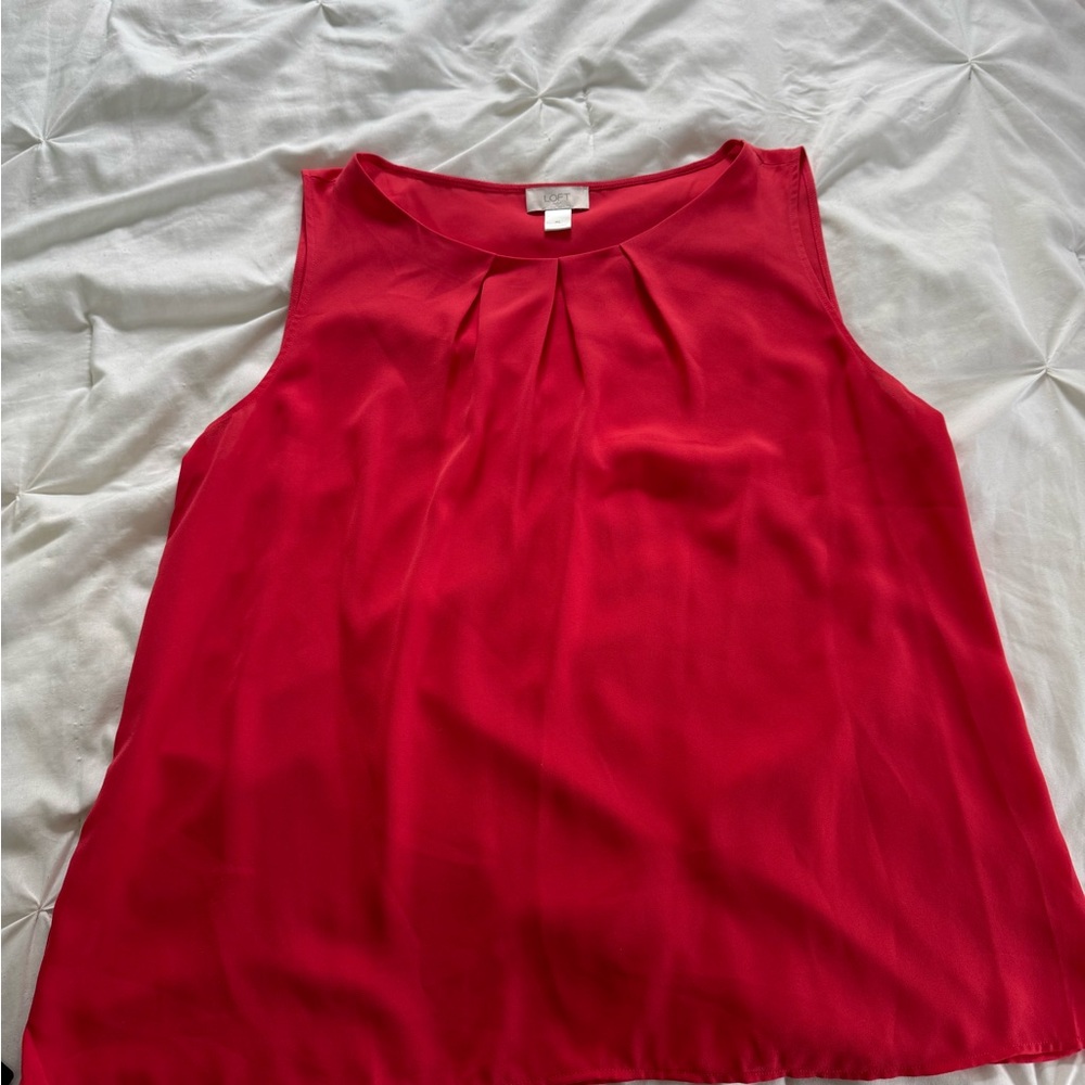 LOFT Red Sleeveless Tank Top